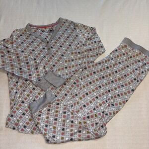 Cuddl Duds Two Pc Pajamas Top Pants Heart Print Women's Size‎ M